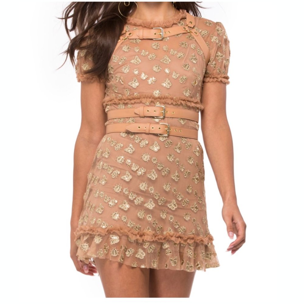 FOR LOVE & LEMONS Golden Garden Tulle Mini Dress